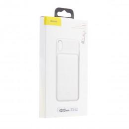 Чехол аккумулятор зарядка для iPhone XS Max 4200 mAh белый Baseus Case Liguid Silica Gel Smart Power ACAPIPH65-BJ02