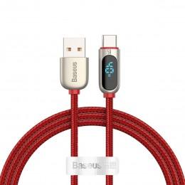 Кабель USB - Type-C с индикацией потребления 40W 1m Baseus Display Fast Charging красный CATSK-09