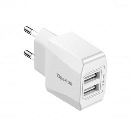 Сетевой адаптер 2 USB Baseus Mini Dual USB 2.1A Белый CCALL-MN02