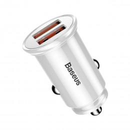 Автомобильная зарядка 30W 2 USB Baseus Car Charger Circular Plastic белая CCALL-YD02