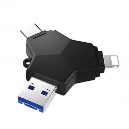 Универсальный флеш накопитель 32Гб 4 в 1 USB 3.0/microUSB/Type-C/Lightning 