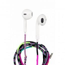 Наушники Jack 3.5mm AUX в тканевой цветной оплетке для iPhone, iPod, iPad, Mac mini, MacBook