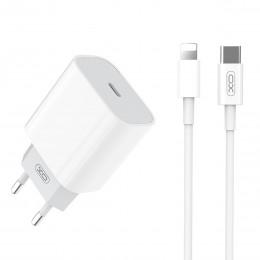 Мощный быстрый адаптер питания Power Delivery 20W XO L77 для iPhone, iPad с кабелем