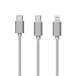 Кабель для зарядки с USB для iPhone, iPad, HTC, Samsung на MicroUSB, Lightning, USB Type-C