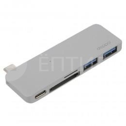 Адаптер Deppa 5 в 1 с USB-C на MicroSD, SD, USB 3.0 для MacBook 12" 2015 / 2016 графитовый