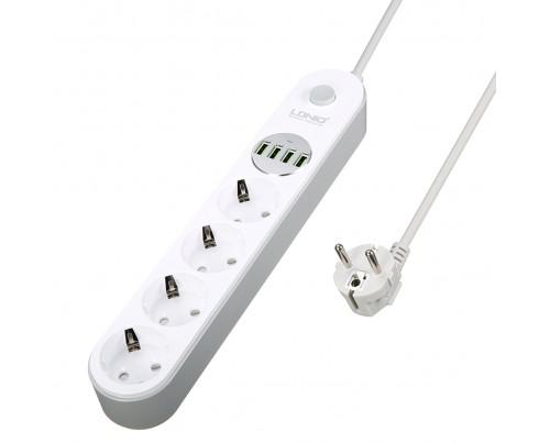 Мульти зарядка и сетевой фильтр удлинитель 4 USB и 4 розетки LDNIO SE4432