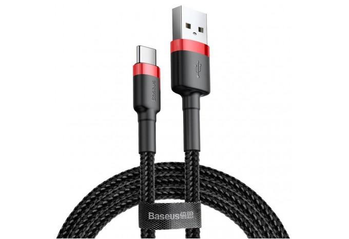 Кабель USB-C 2m Baseus Cafule Cable черный с красным CATKLF-C91