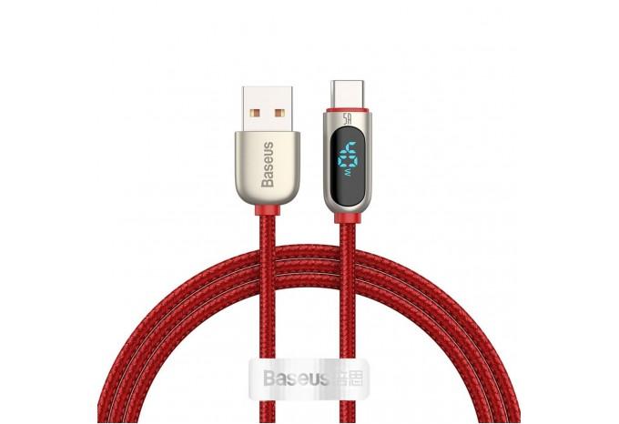 Кабель USB - Type-C с индикацией потребления 40W 1m Baseus Display Fast Charging красный CATSK-09