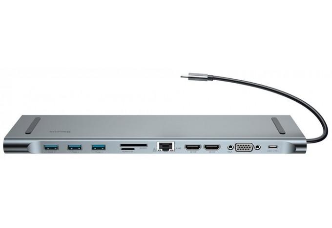 USB-C 3.0 Hub адаптер Baseus на HDMI, VGA, RJ45, SD, USB 3.0, Jack 3,5