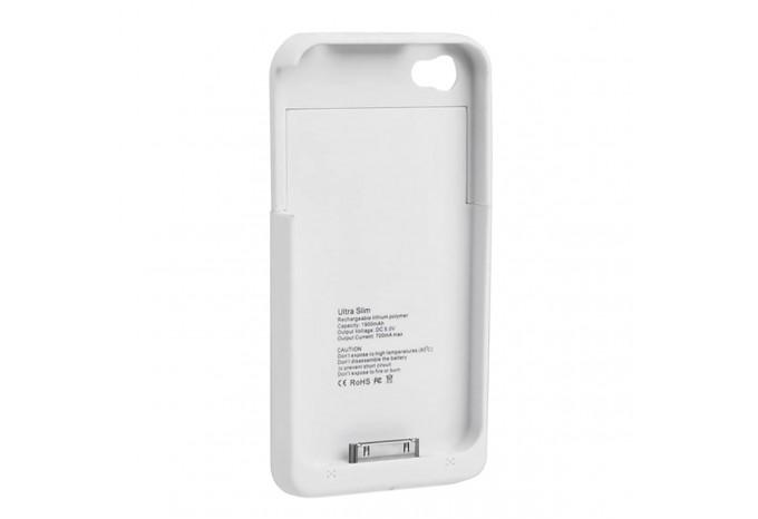 Чехол аккумулятор зарядка 1900mAh для iPhone 4 / 4S белый
