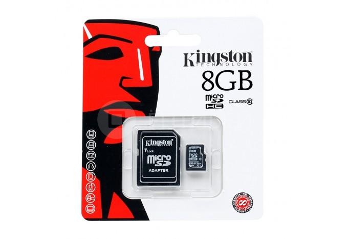 Карта памяти Kingston для камер, телефонов, планшетов 8 ГБ 10 Class MicroSDHC