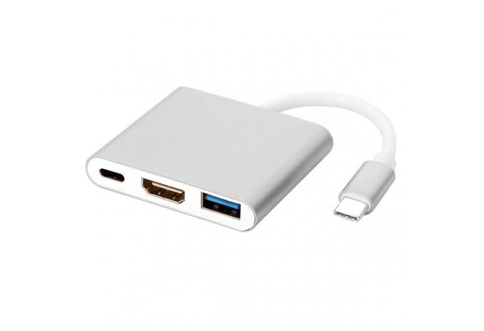 Адаптер hub с USB Type-C на HDMI, USB 3.0, Type-C для Macbook 2016-2018