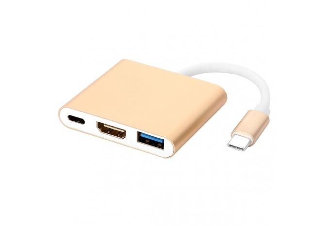 Адаптер hub с USB Type-C на HDMI, USB 3.0, Type-C для Macbook 2016-2018