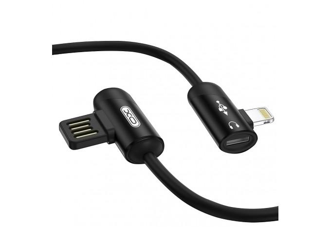 USB Lightning кабель XO-NB38 с выходом на наушники Lightning