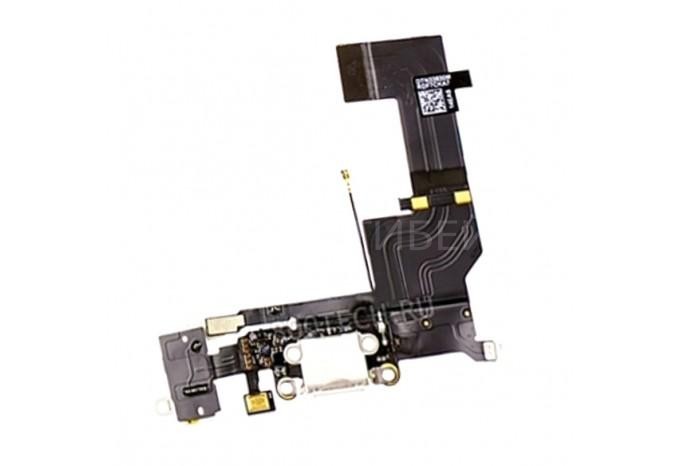 Нижний шлейф DOCK CONNECTOR для iPhone 5S c аудио разъемом и микрофоном белый