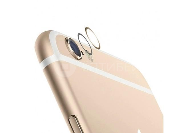 Металлическая защитная накладка для камеры iPhone 6 / 6S золотая