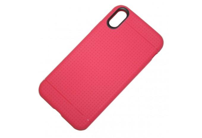 Антискользящий чехол для iPhone X противоударный розовый
