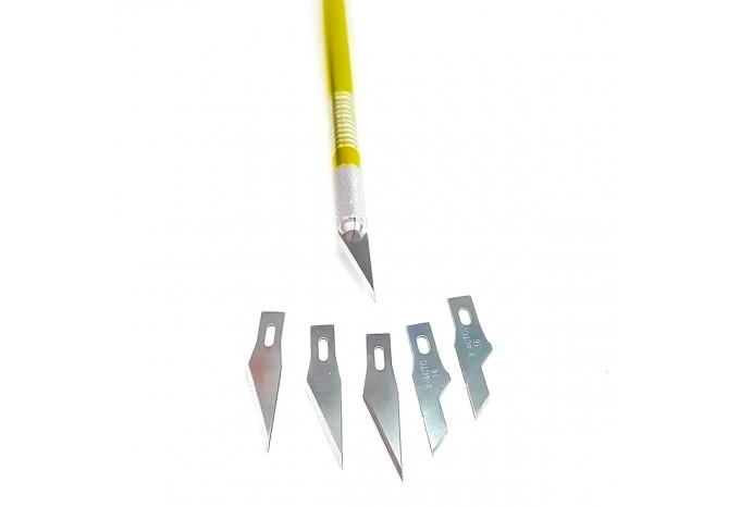 Скальпель нож универсальный с 5 сменными лезвиями для точных работ